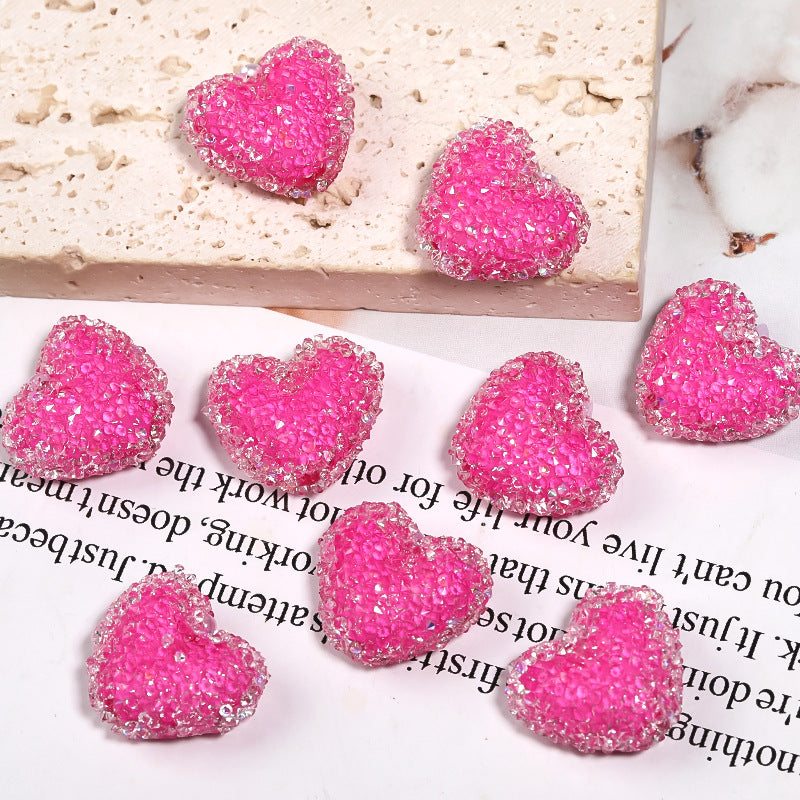 Wholesale 20pcs Rhinestone Heart Acrylic Beads Soft Sugar Beads